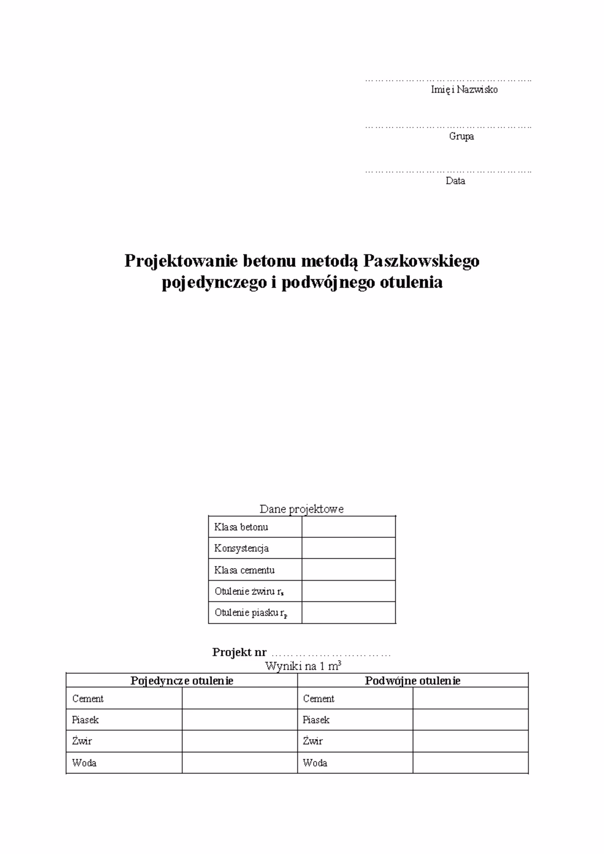 Jakie są proporcje betonu 1 do 3?